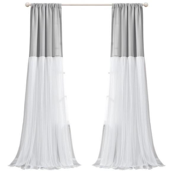 Lush Decor Tulle Skirt Colorblock Window Curtains - Picture 2 of 7